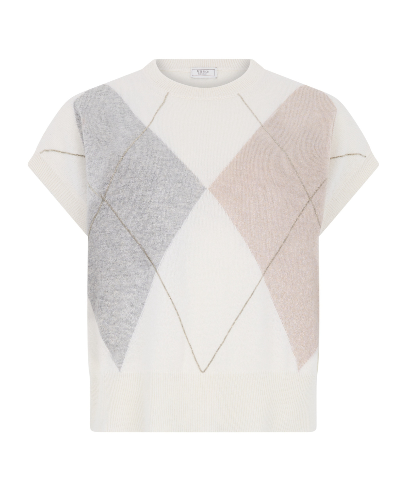 Peserico Diamond-pattern Short-sleeve Top In Multi