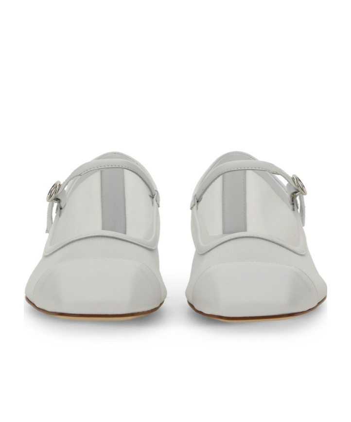 Aeyde Uma Square Toe Mary Jane Flats In White
