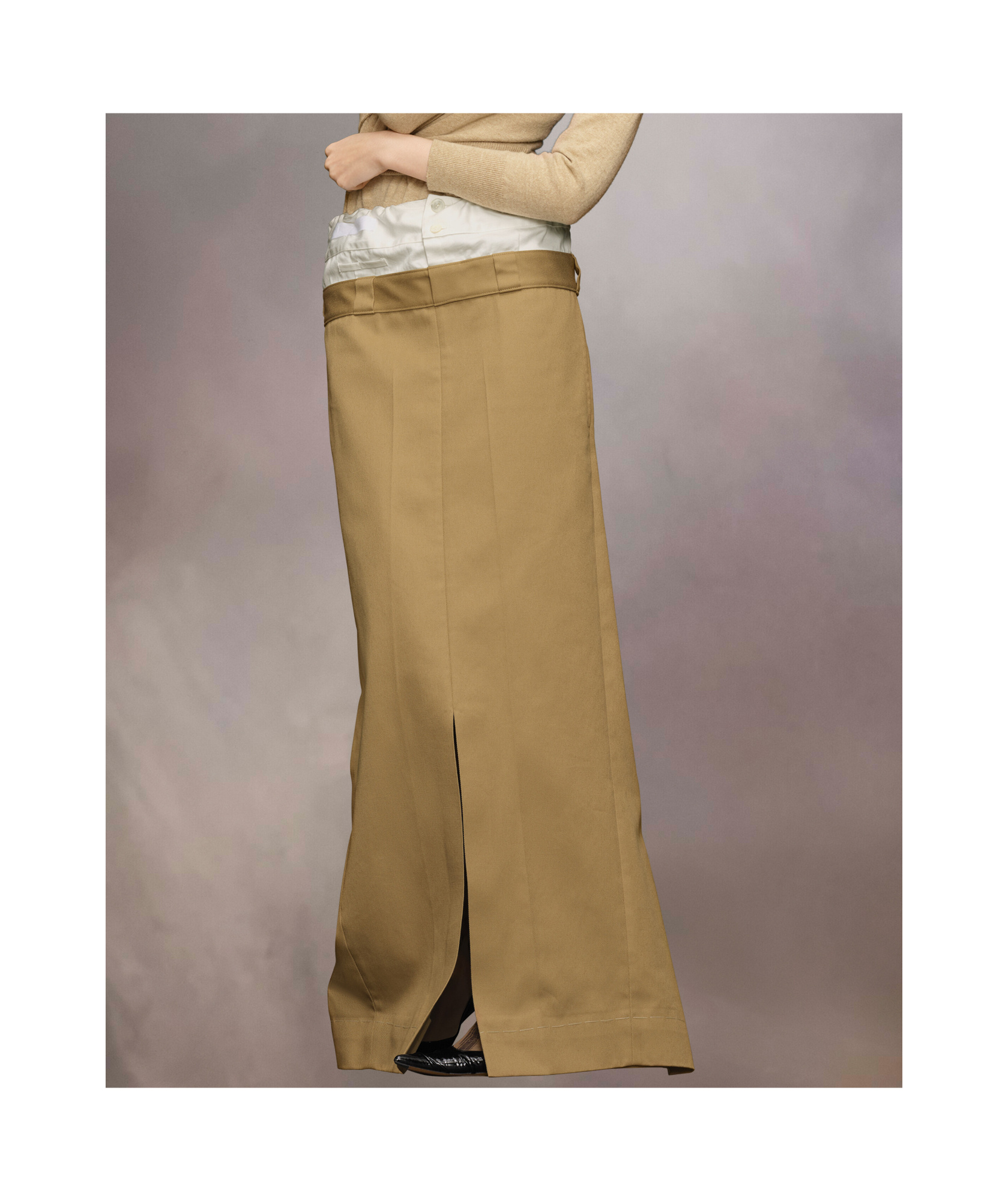 Maison Margiela Skater Chino Long Skirt Woman Camel In Brown