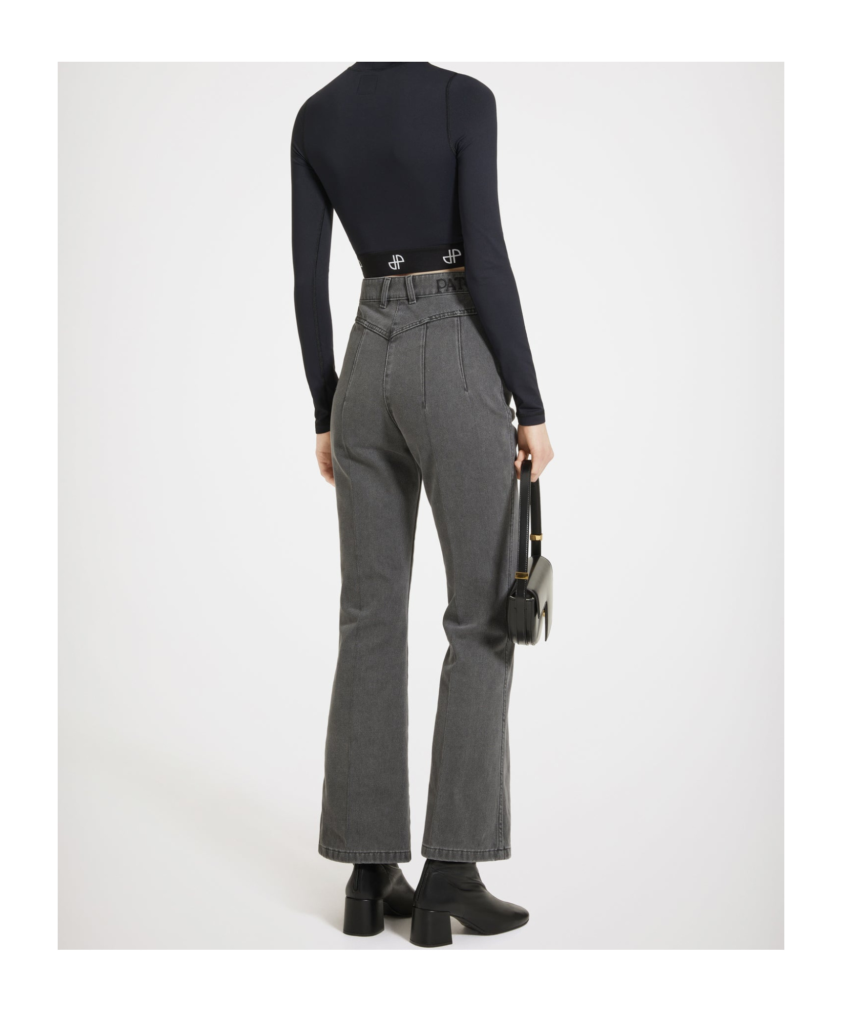 Patou Flared Trousers In Organic Cotton Denim In Gray