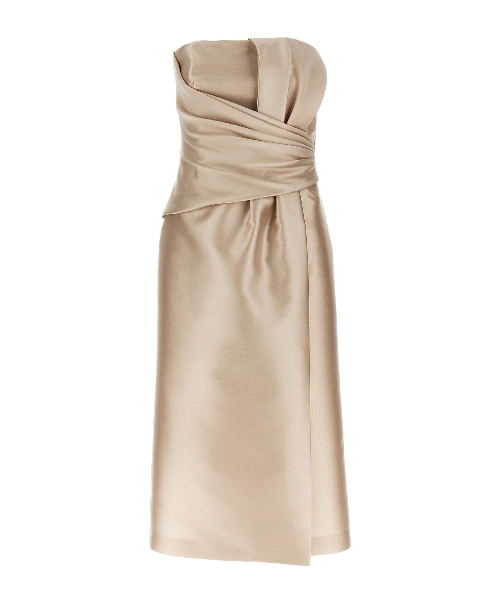 Alberta Ferretti Beige Mikado Longuette Dress In Neutral