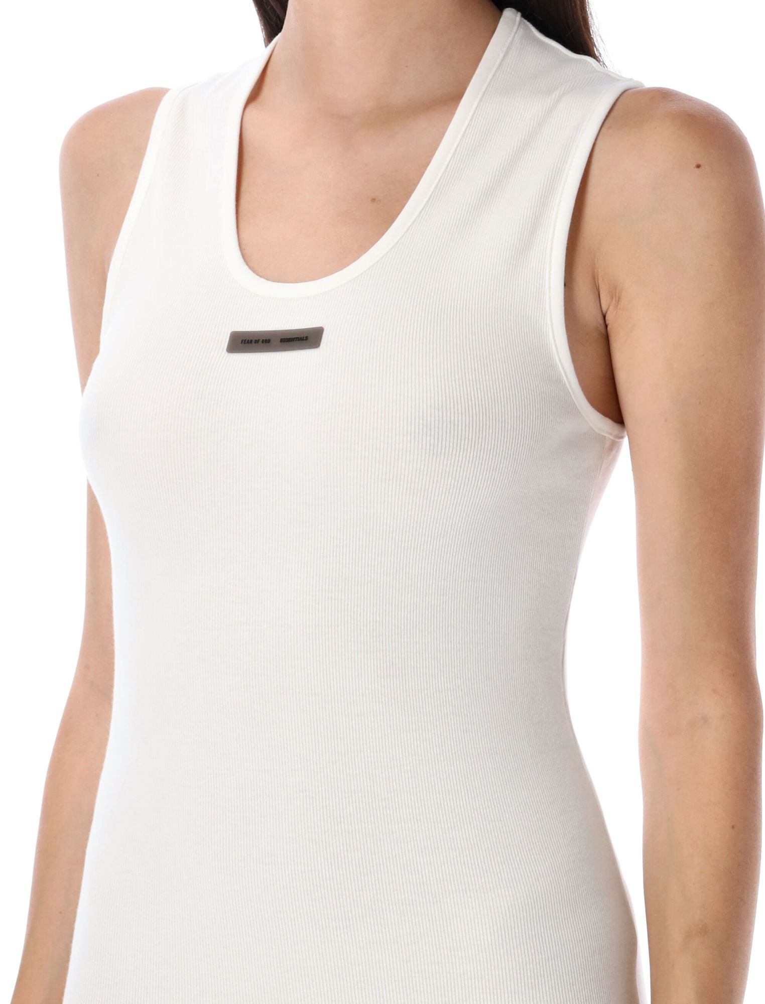 Essentials Rib Tank Dress In White