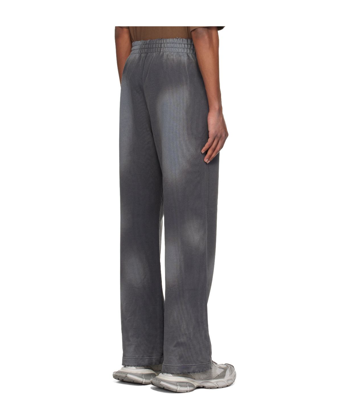 We11 Done Gray Standard Logo Washed Sweatpants In Black