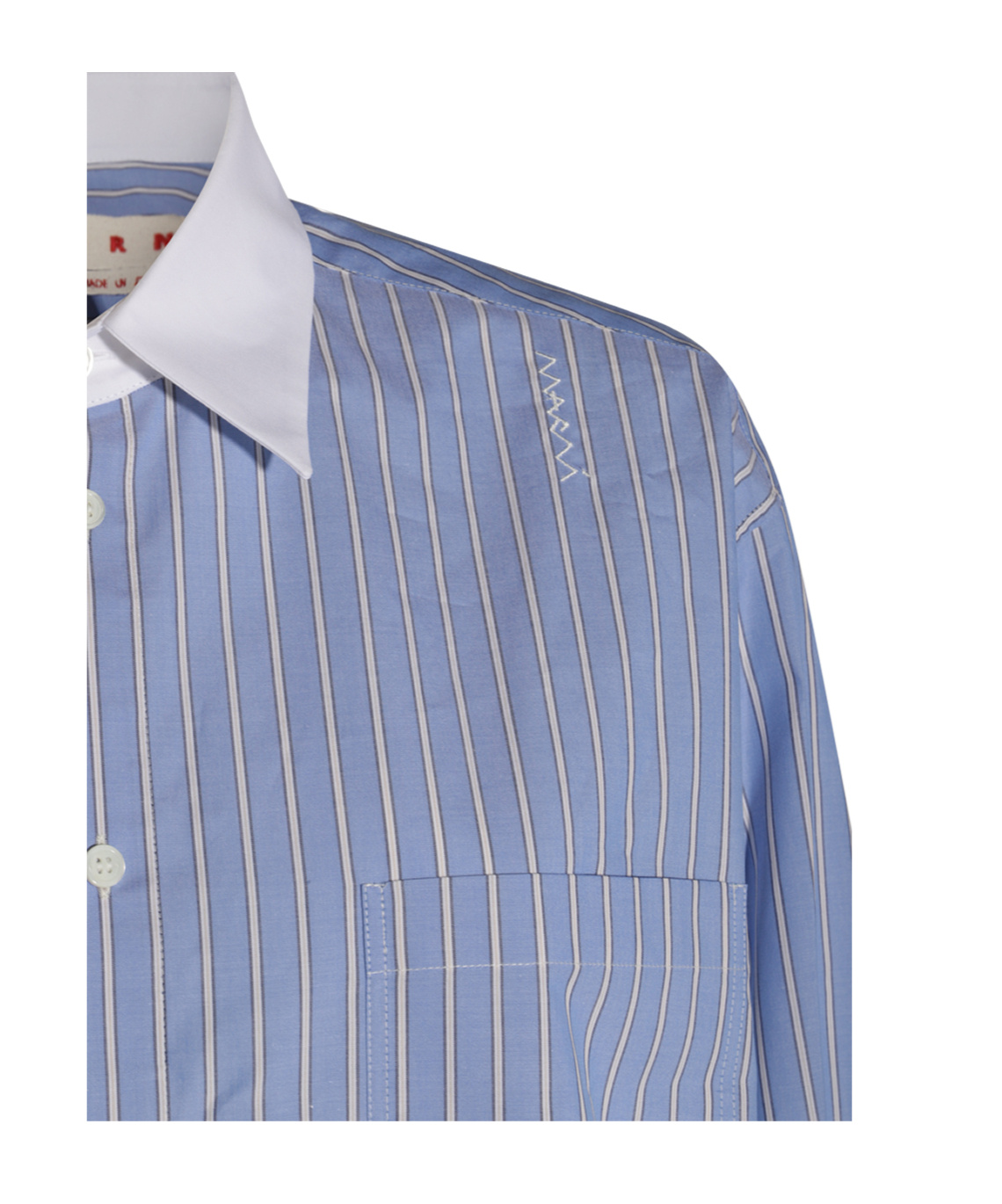Marni Blue Striped Poplin Shirt In Blue