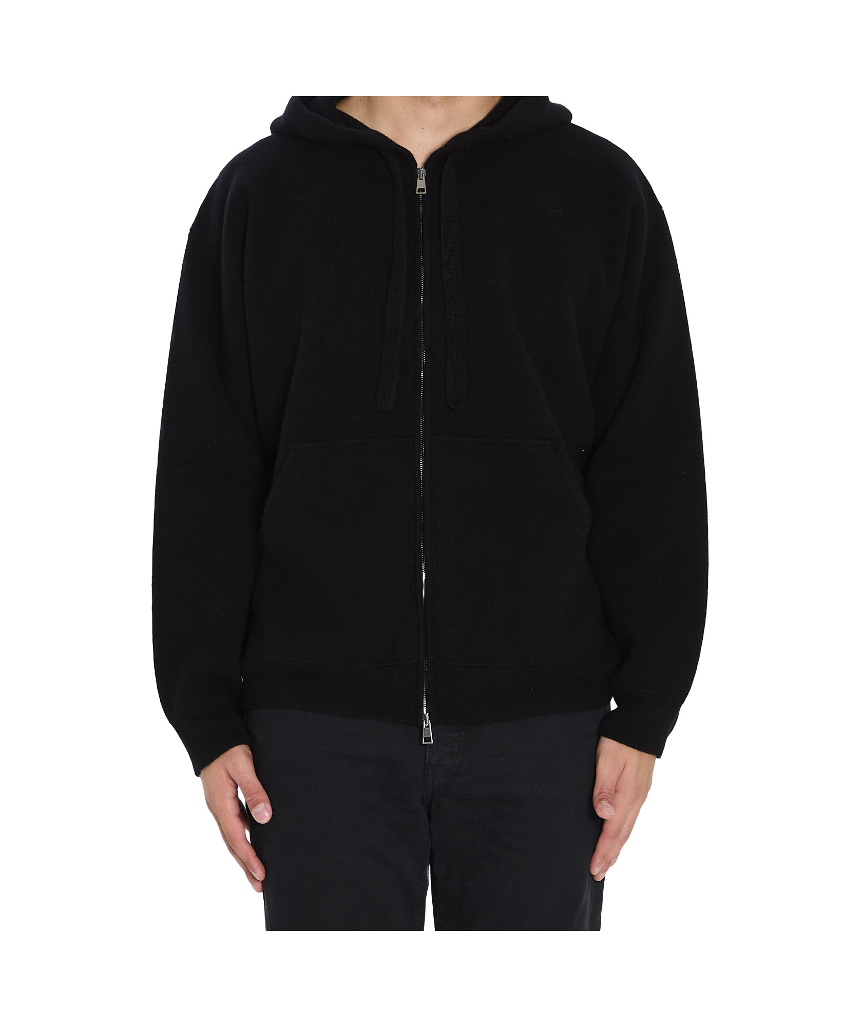 Roberto Collina Super-fine Wool Hooded Sweatshirt In Black
