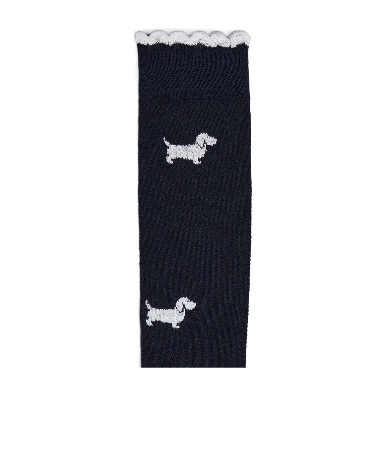 Thom Browne Hector-motif Scalloped-edge Socks In Black