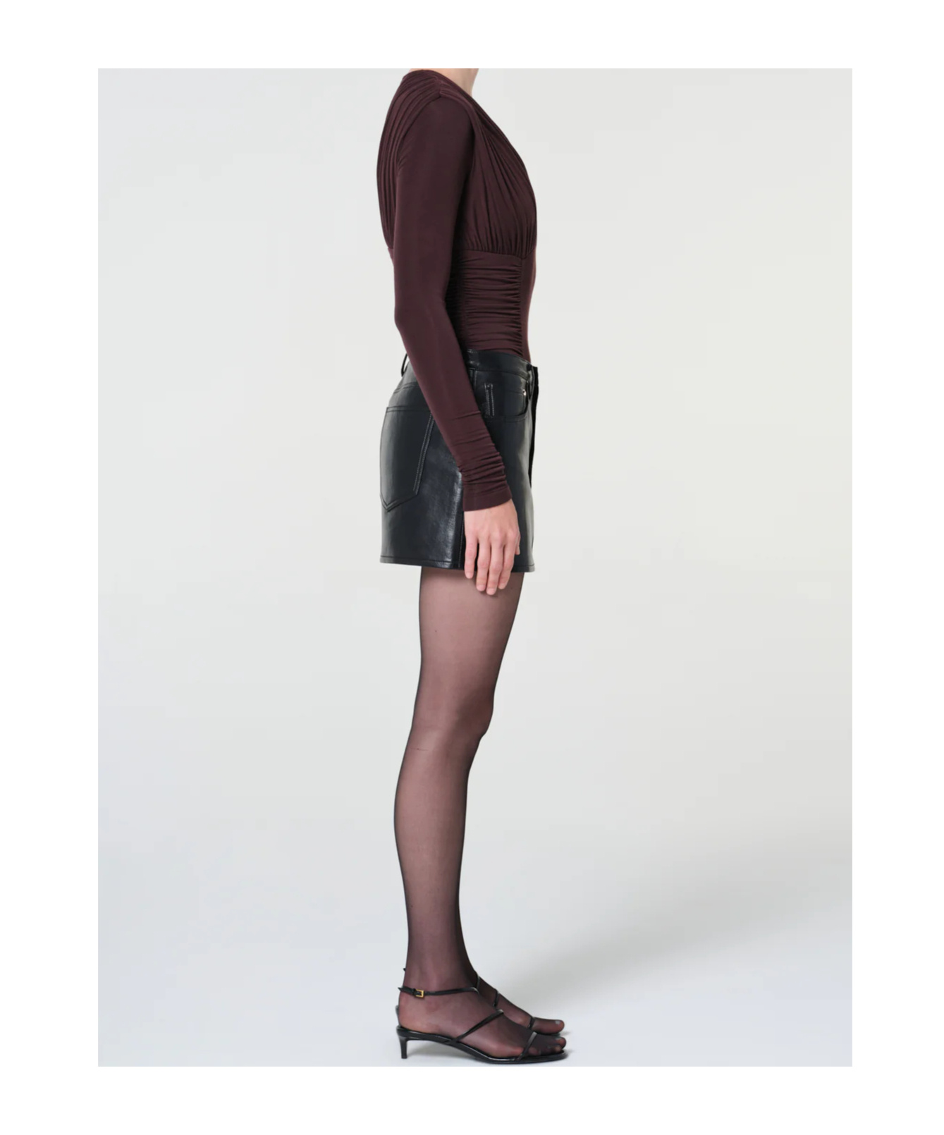 Agolde Mini Keira Topstitching Skirt In Black