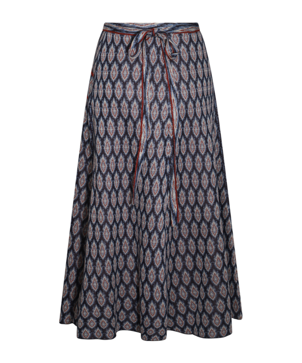 Etro Allover Patterned Midi Skirt In Gray