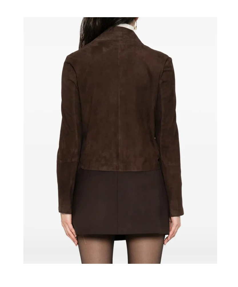 Arma Emy Button-fastening Suede Jacket In Brown