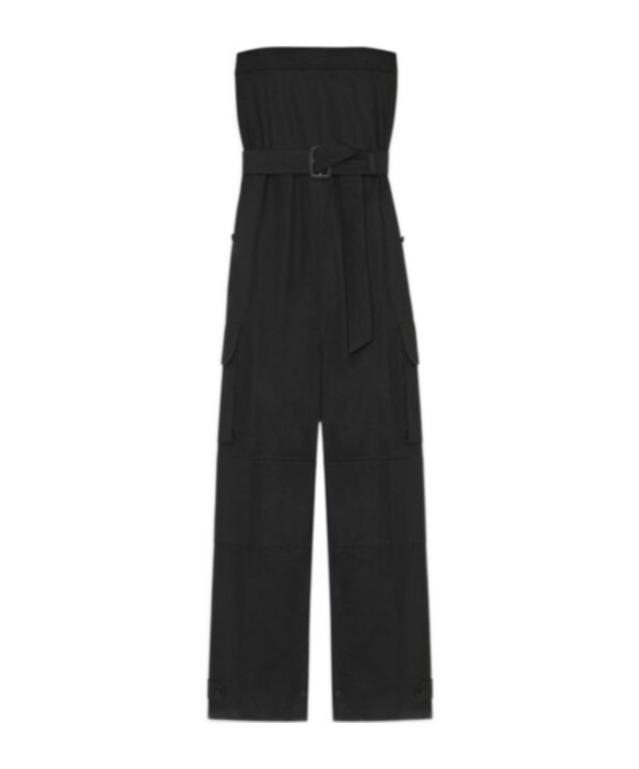 Saint Laurent Cassandre Strapless Jumpsuit In Black