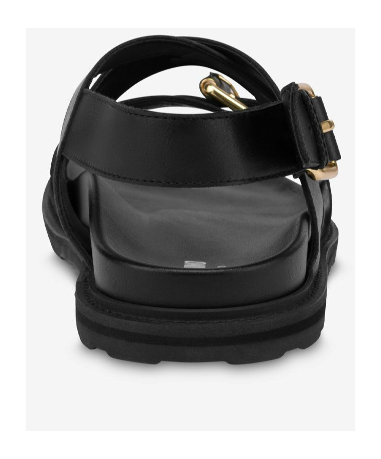 Moschino Buckled Leather Sandals In Black