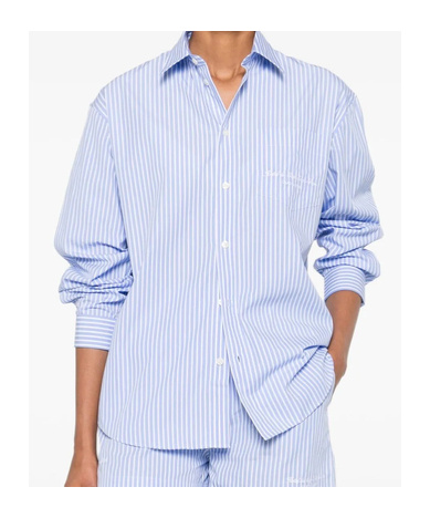 Sporty And Rich Striped Embroidered Shirt In Blue