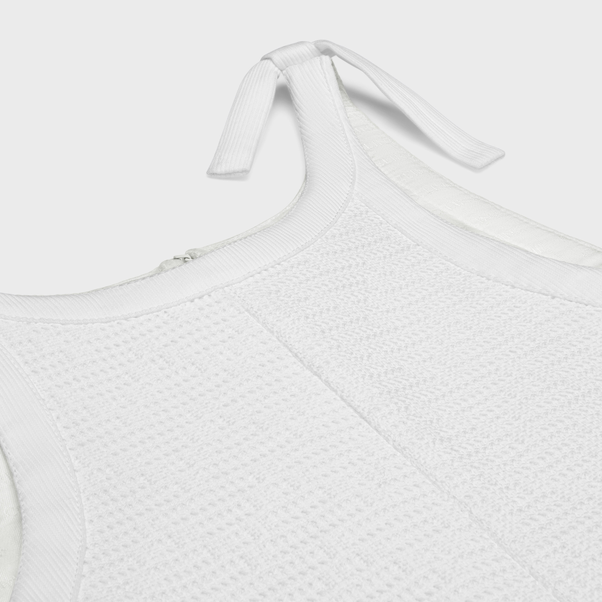 Celine Trapeze Mini Dress In Openwork Cotton In White
