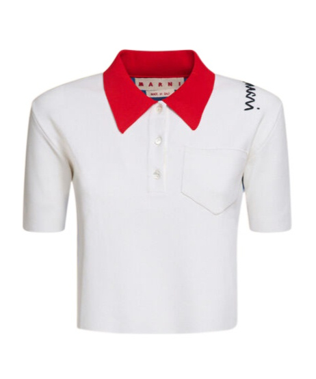 Marni White Technical Viscose Polo With Contrasting Back Panel In White