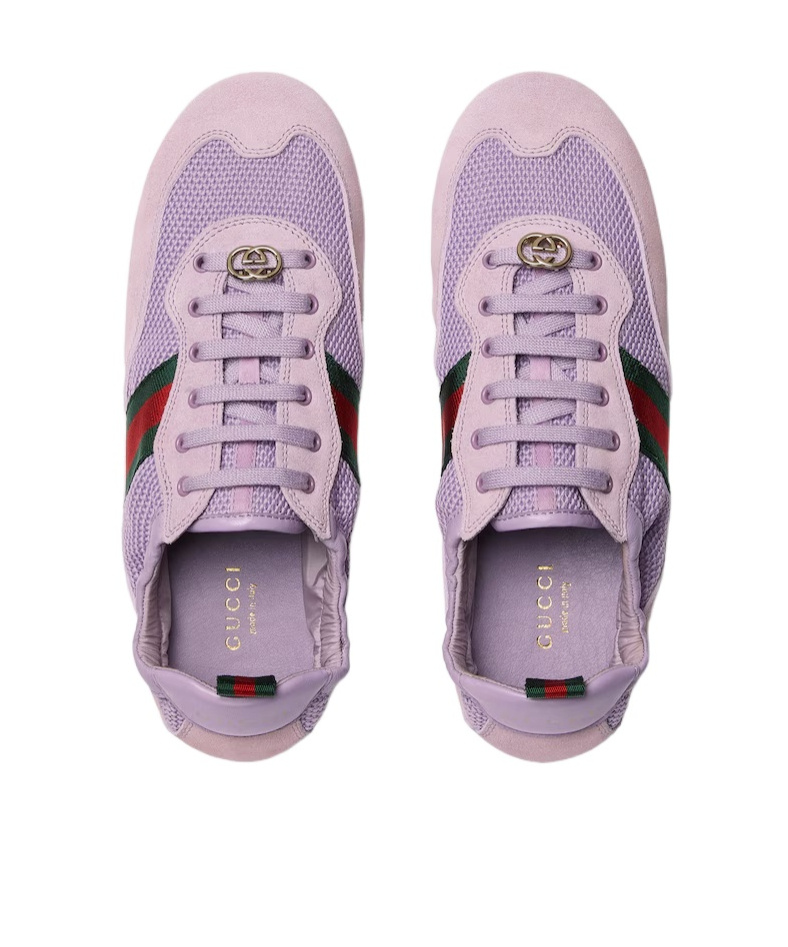 Gucci Fabric And Suede Shift Sneakers Mesh Panels In Multi