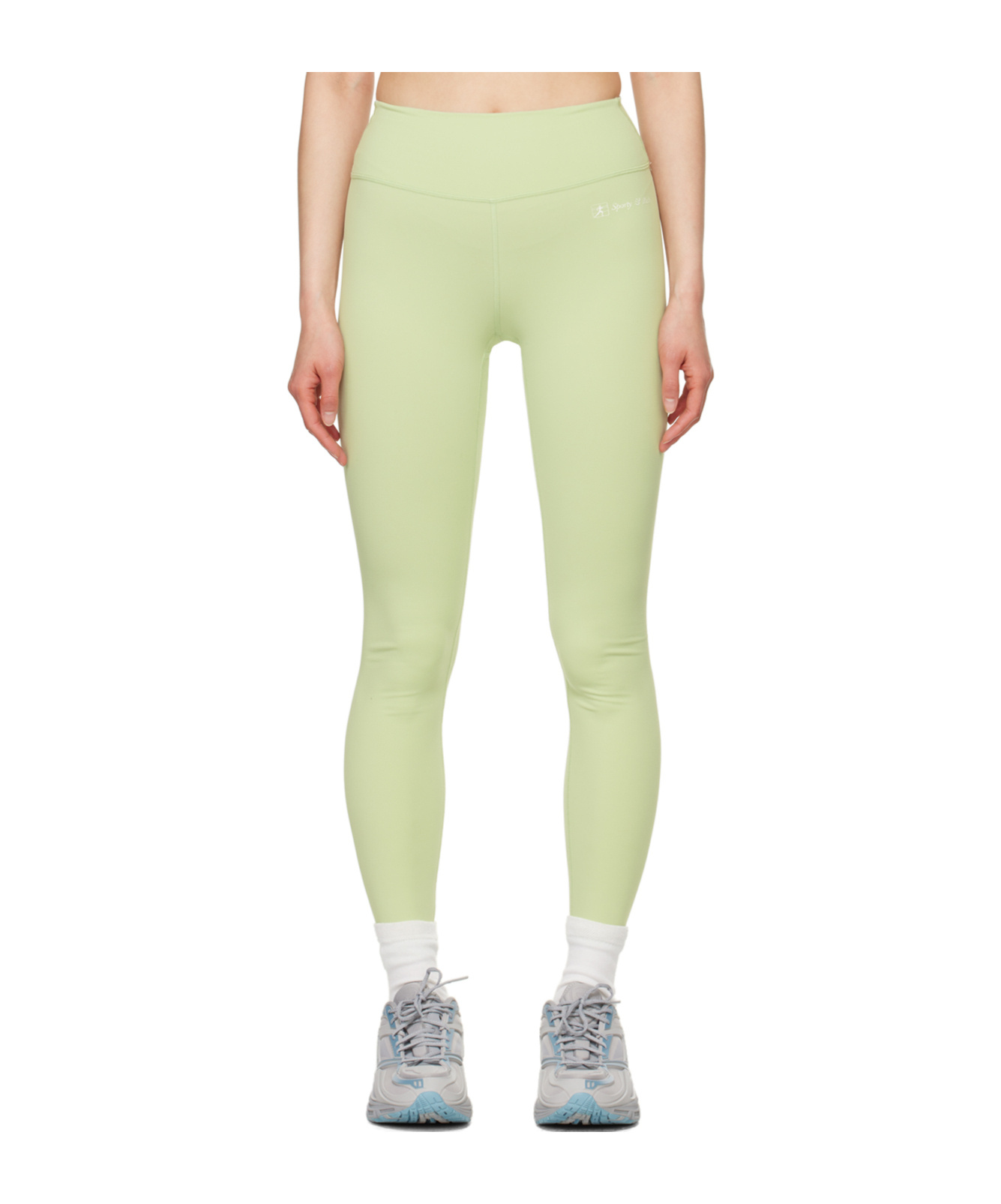 Sporty And Rich Runner Script Logo-print Leggings In Yellow