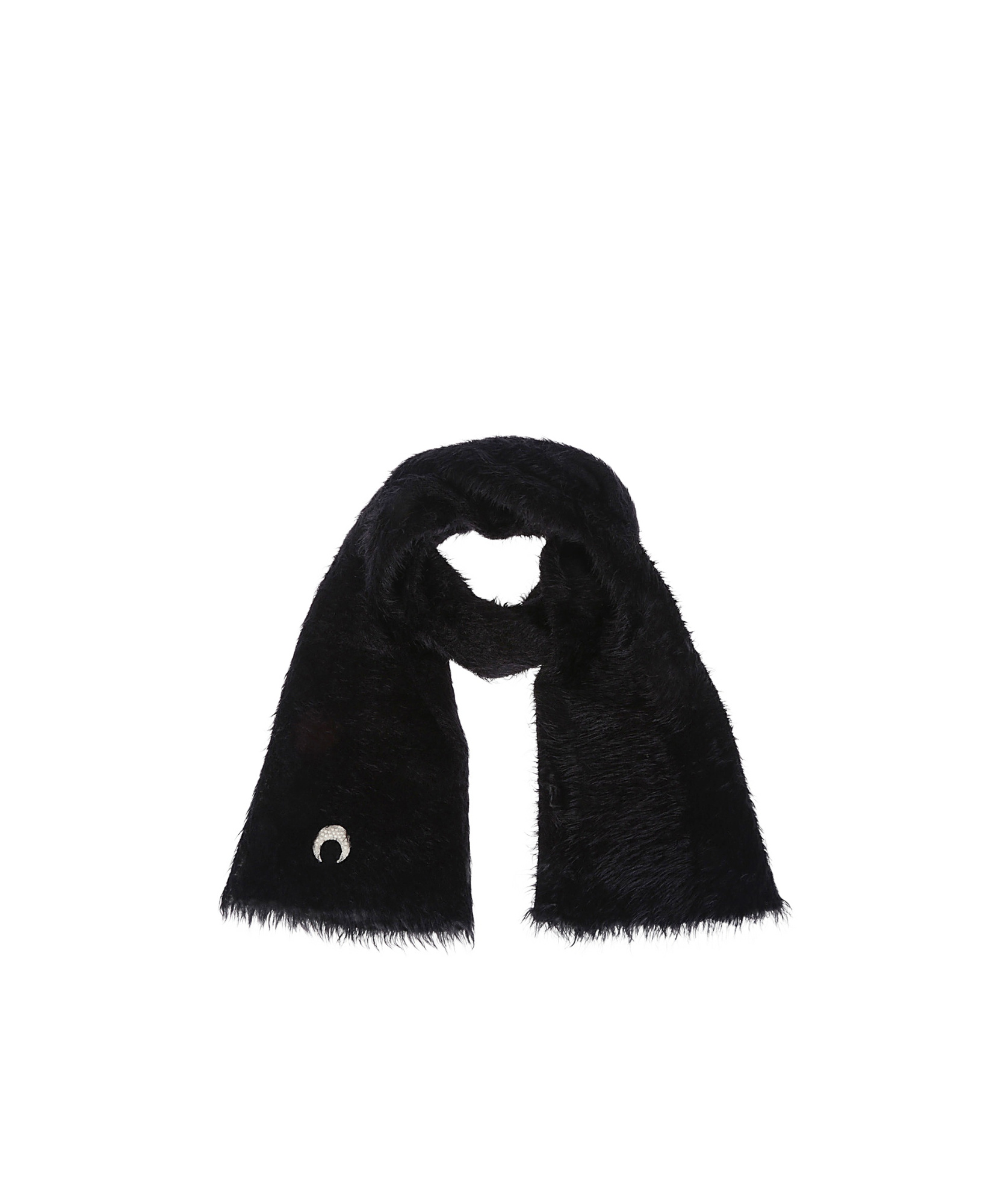 Marine Serre Crescent Moon Logo Plush Black Scarf