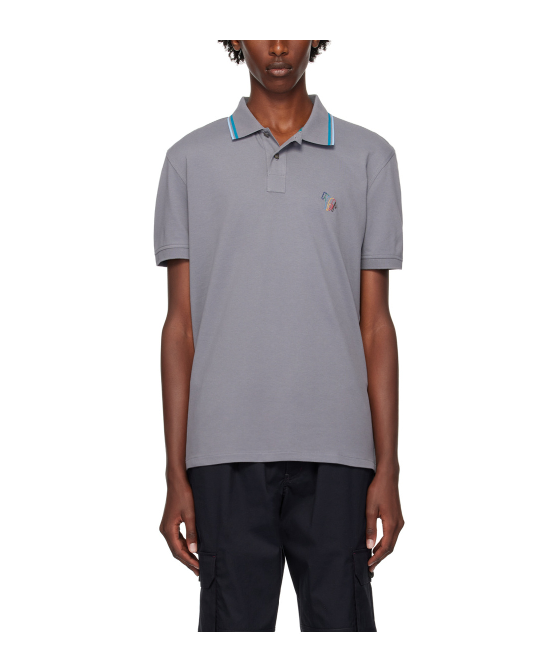 Ps By Paul Smith Zebra Polo Shirt In Gray