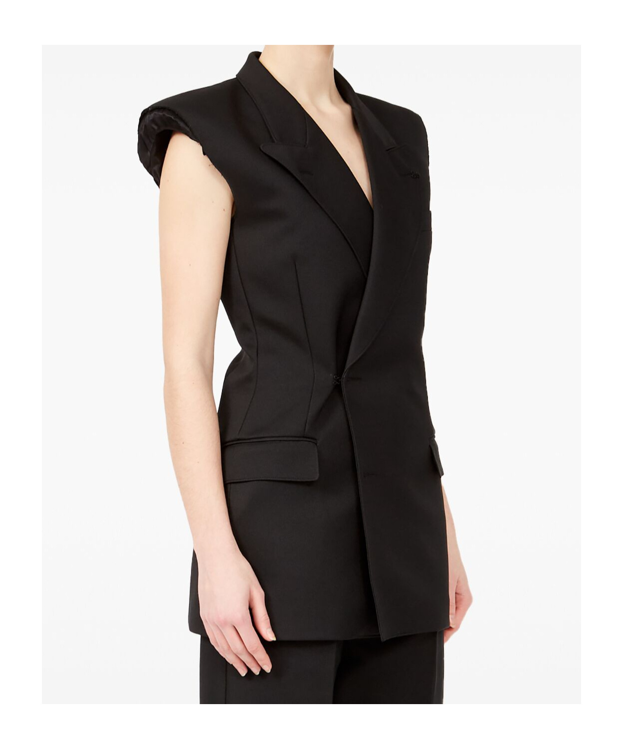 Mm6 Maison Margiela Gilet With Raw-edge Finish In Black