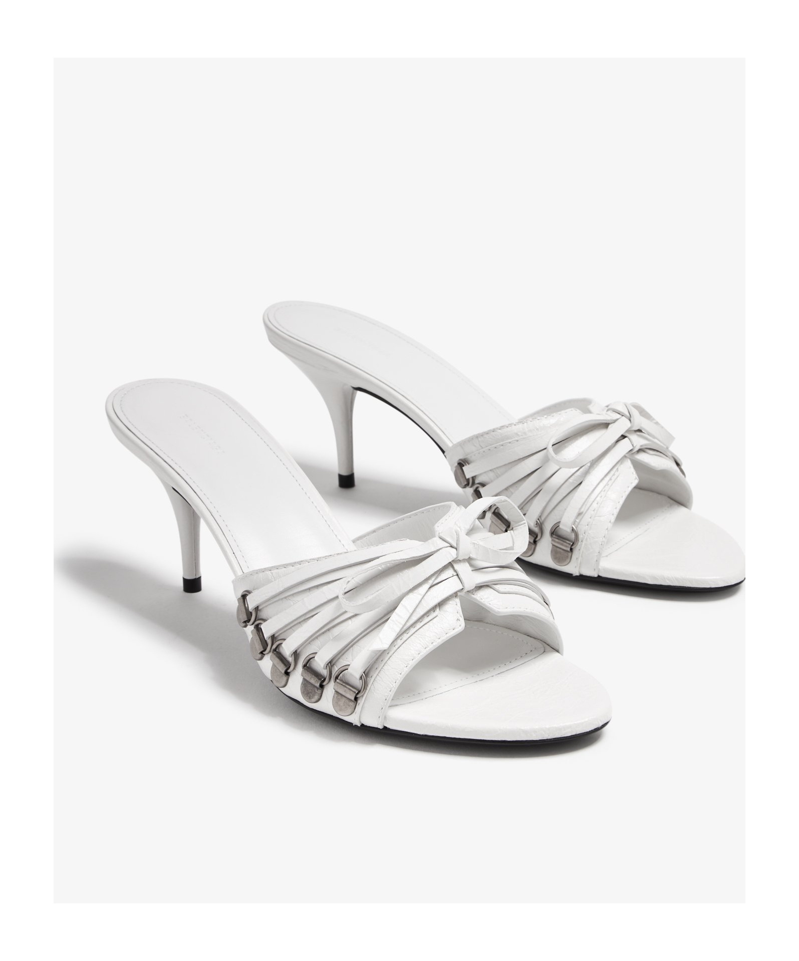 Balenciaga Open Toe Cagole Mules With Lace-up Design 6cm In White