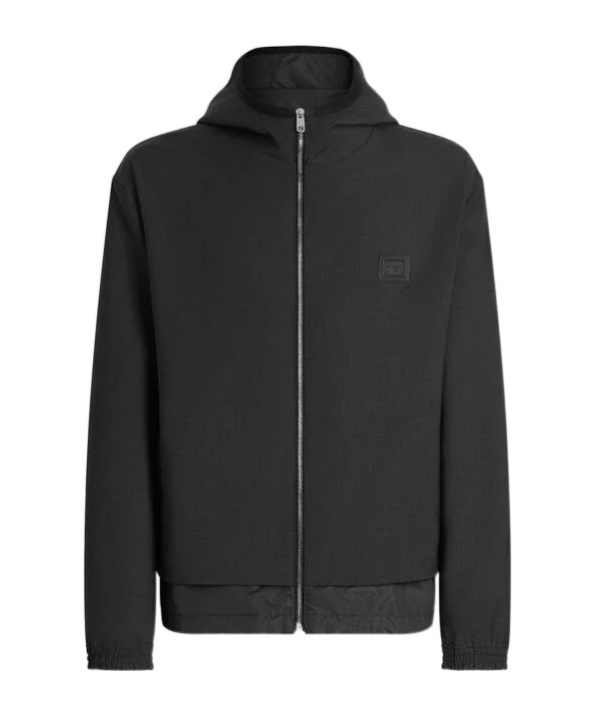 Dolce & Gabbana Wool Canvas Hooded Jacket In Black