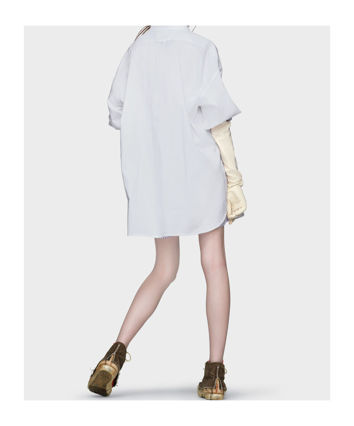 Maison Margiela Striped Long Sleeve Shirt Jumpsuit In Red