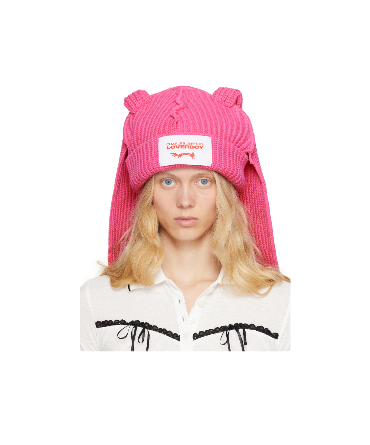 Charles Jeffrrey Loverboy Chunky Rabbit Beanie In Pink