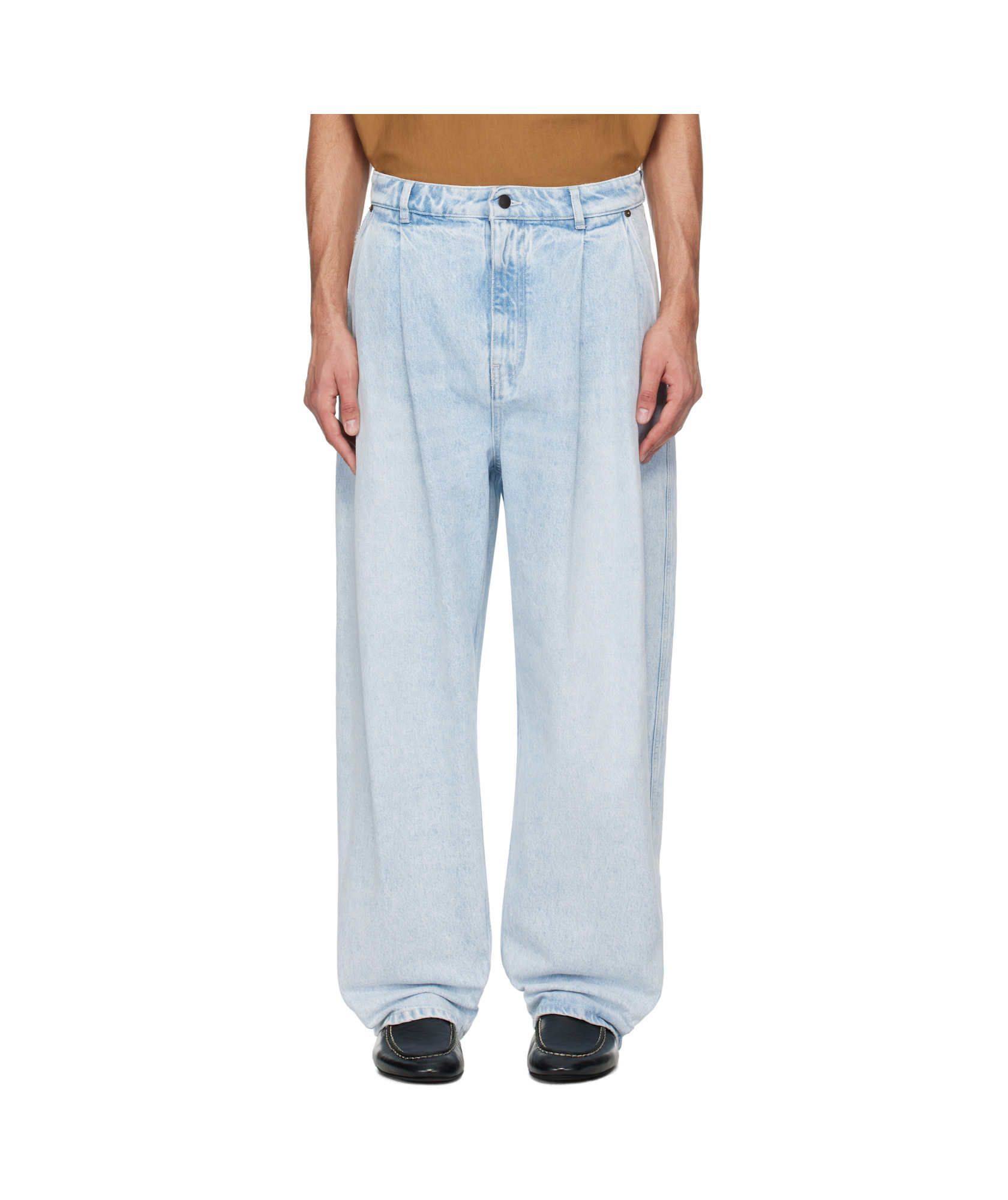 Hed Mayner Pleated Jeans In Blue