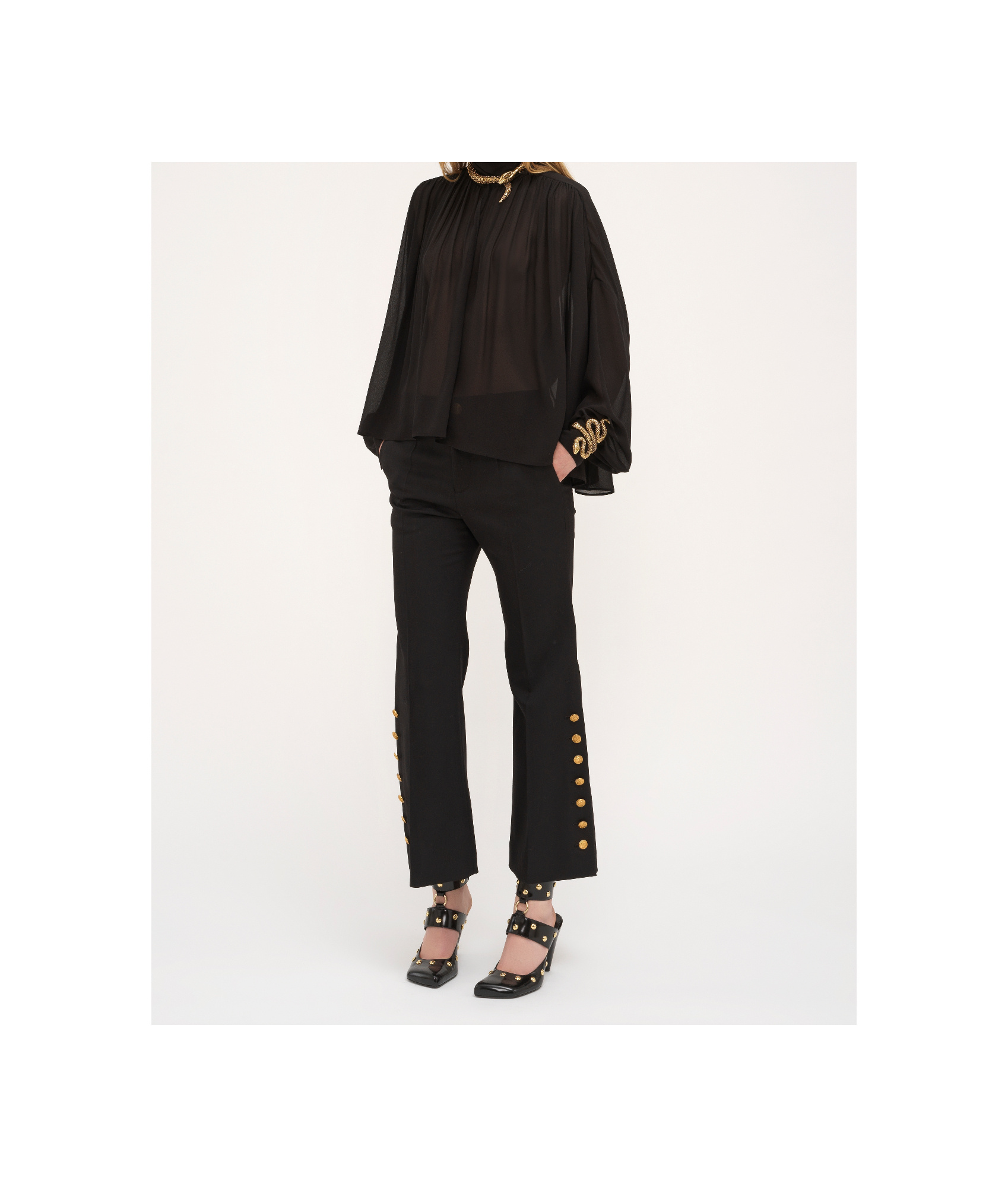 Chloé Cropped Trousers In Wool Grain De Poudre Black Size 12 100% Wool In Black