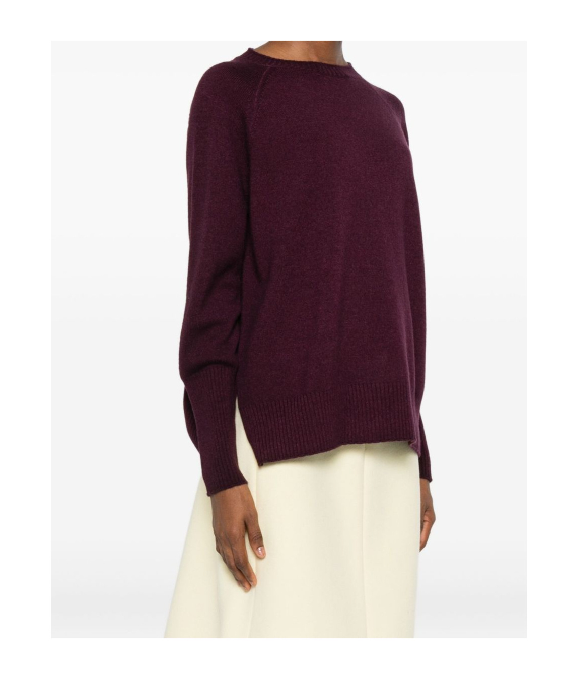 Baserange Ribbed Crew Neck Sweater In Brown
