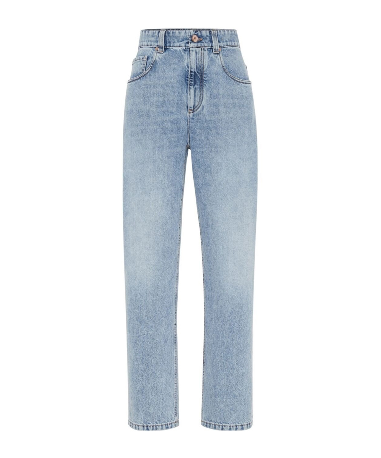 Shop Brunello Cucinelli Straight-leg Denim Jeans In Gray