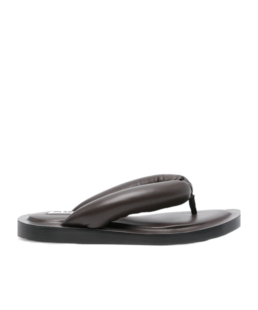Jil Sander Nappa Flip Flops In Black