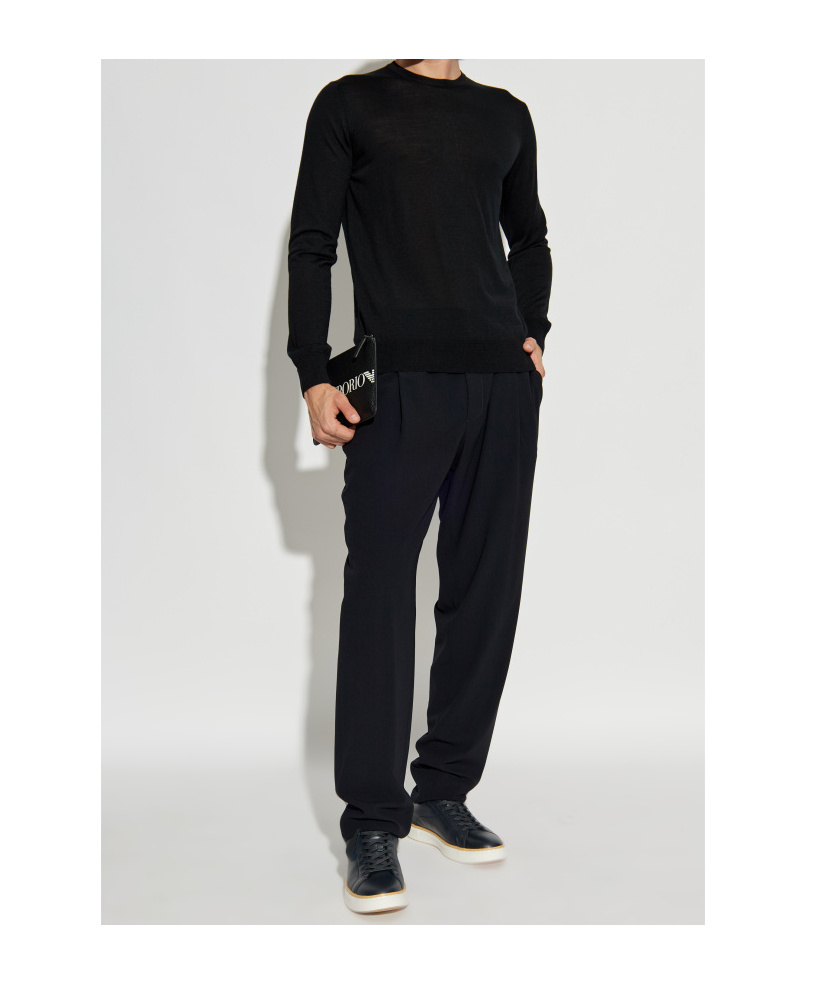 Giorgio Armani Fine Knit Virgin-wool Jumper In Black
