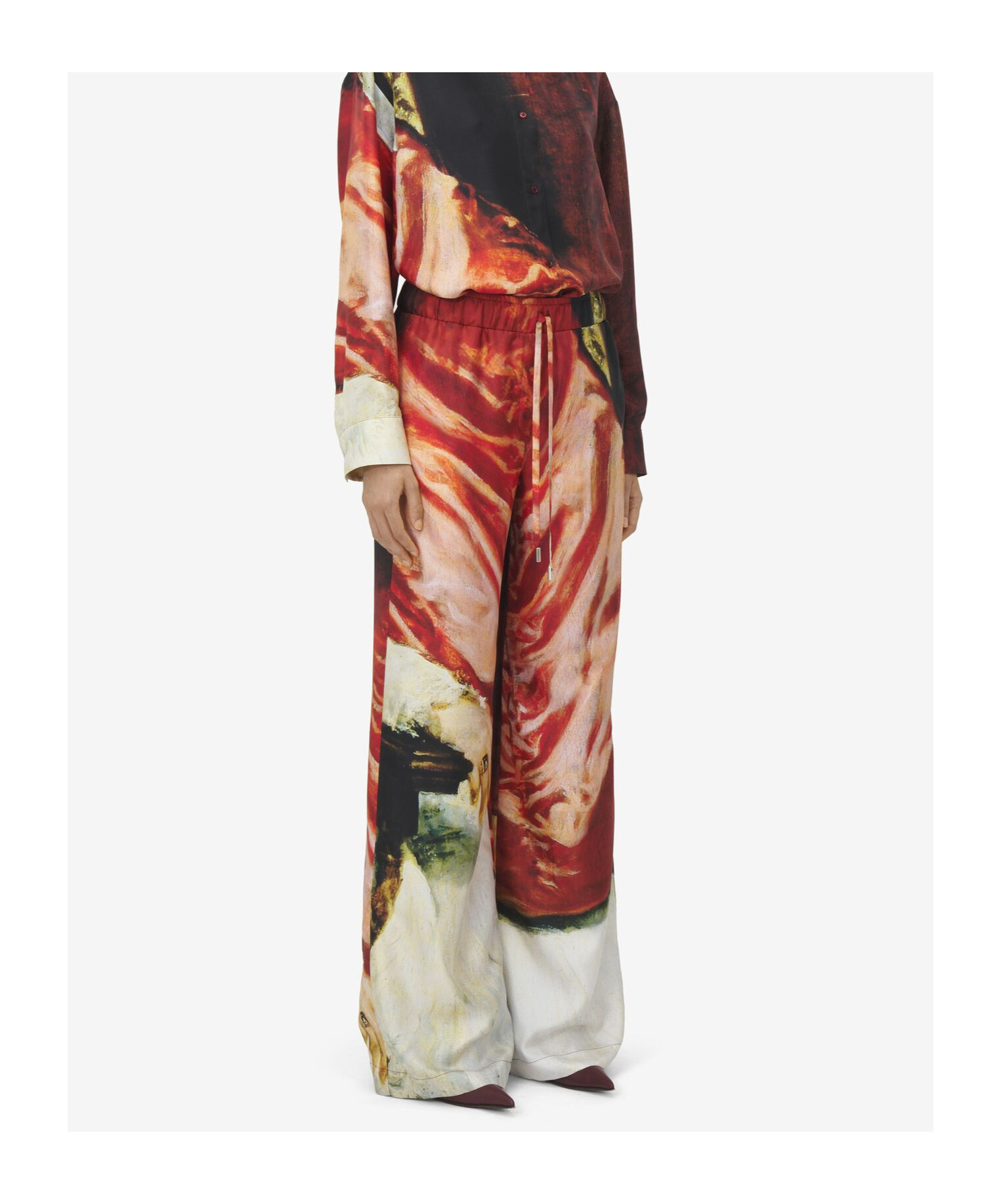 Alexander Mcqueen Twill Mulberry Silk Trousers In Multicolor