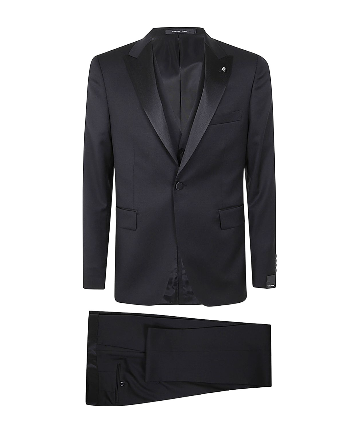 Shop Tagliatore Satin-trim Dinner Suit In Black