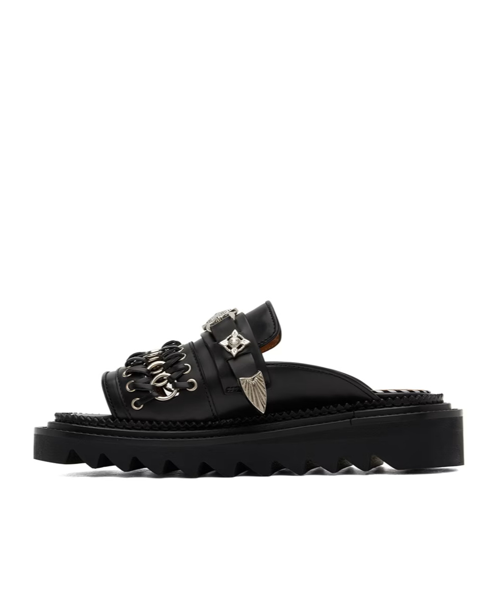 Toga Black Chain Sandals In Black