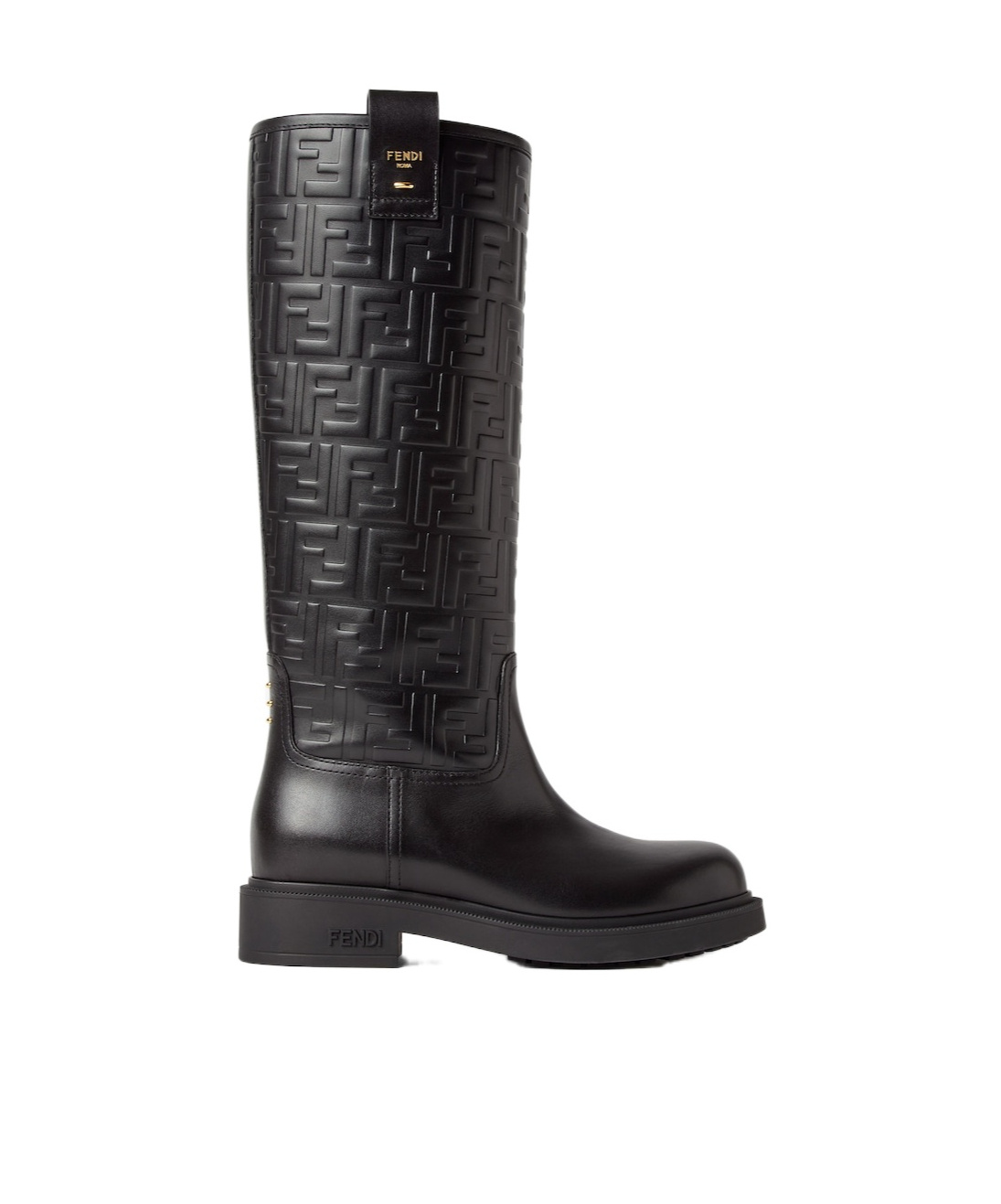 Fendi Black Leather Boots In Multi