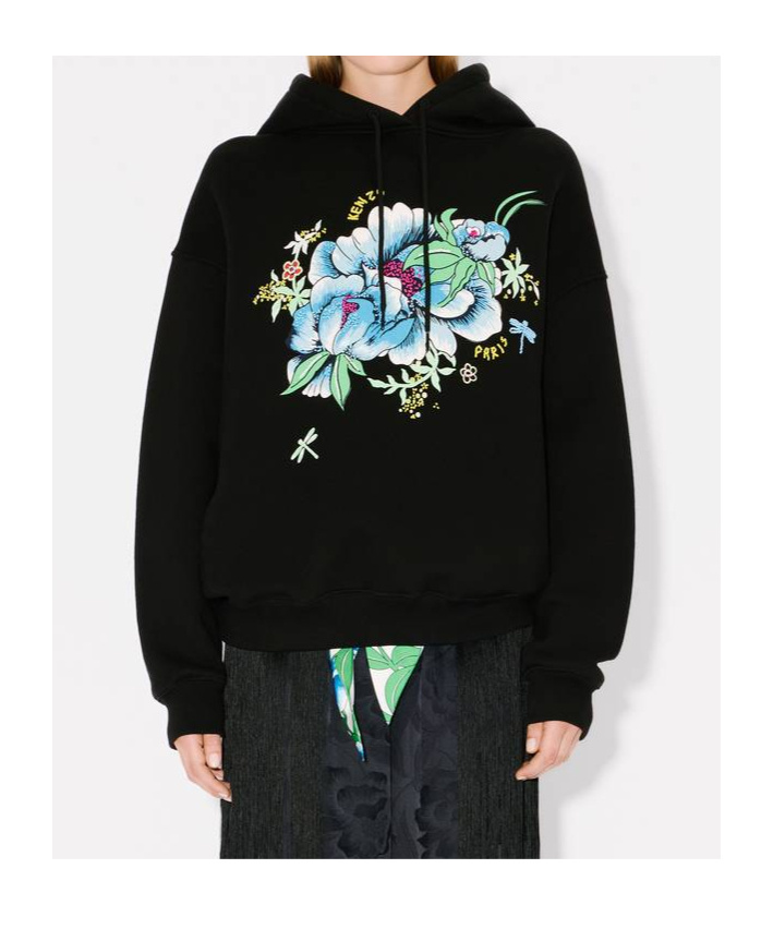 Kenzo Long-sleeved Hooded Hoodie In Black