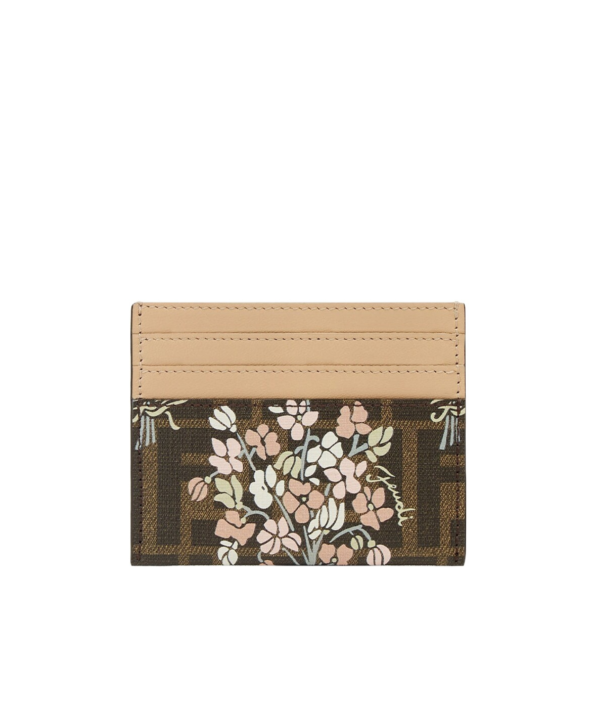 Fendi Flower Bouquet Ff Fabric Card Holder Accessories In Nude