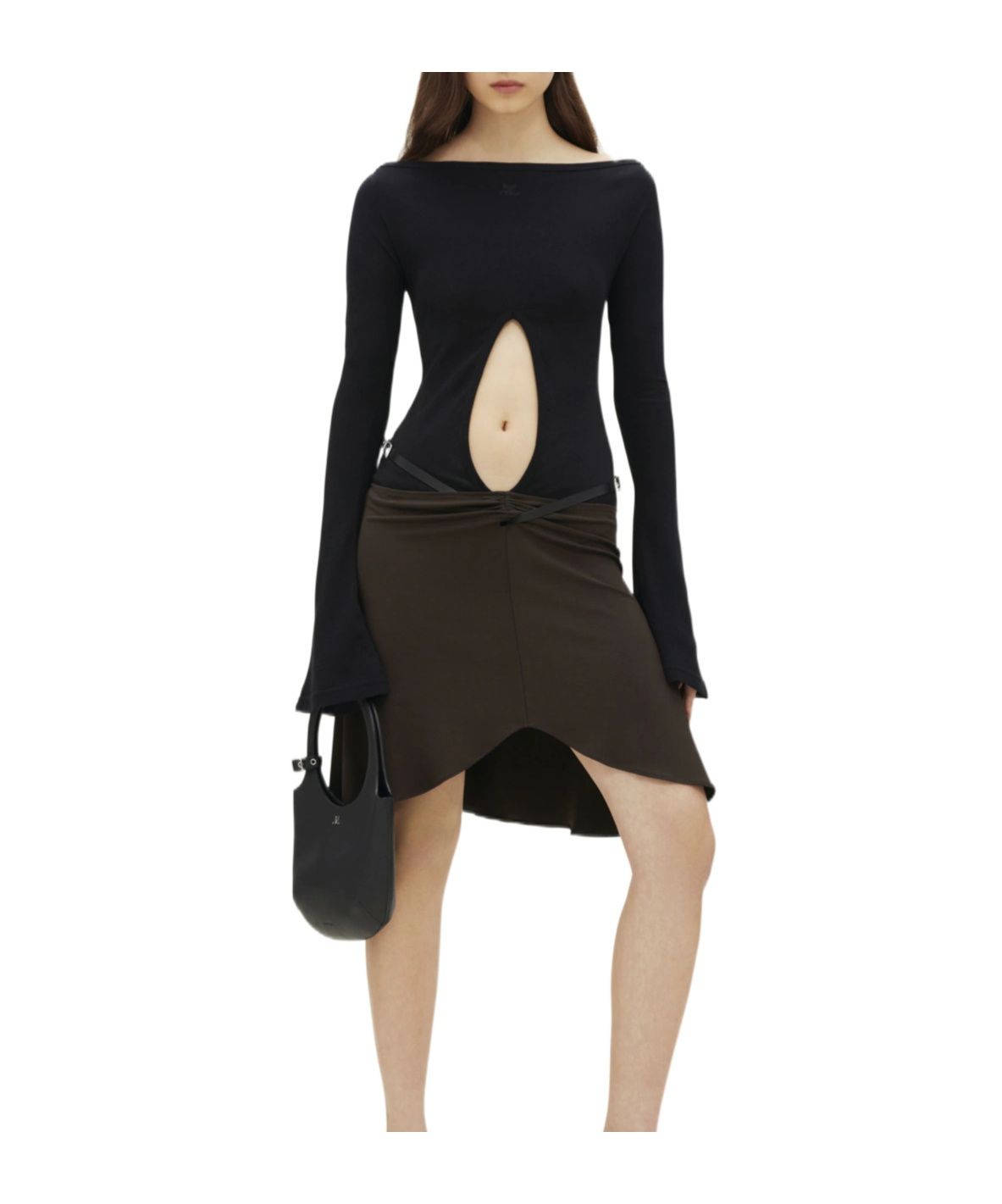 Courrèges Courreges Woman Bodysuit Black Size M Viscose, Elastane In Black