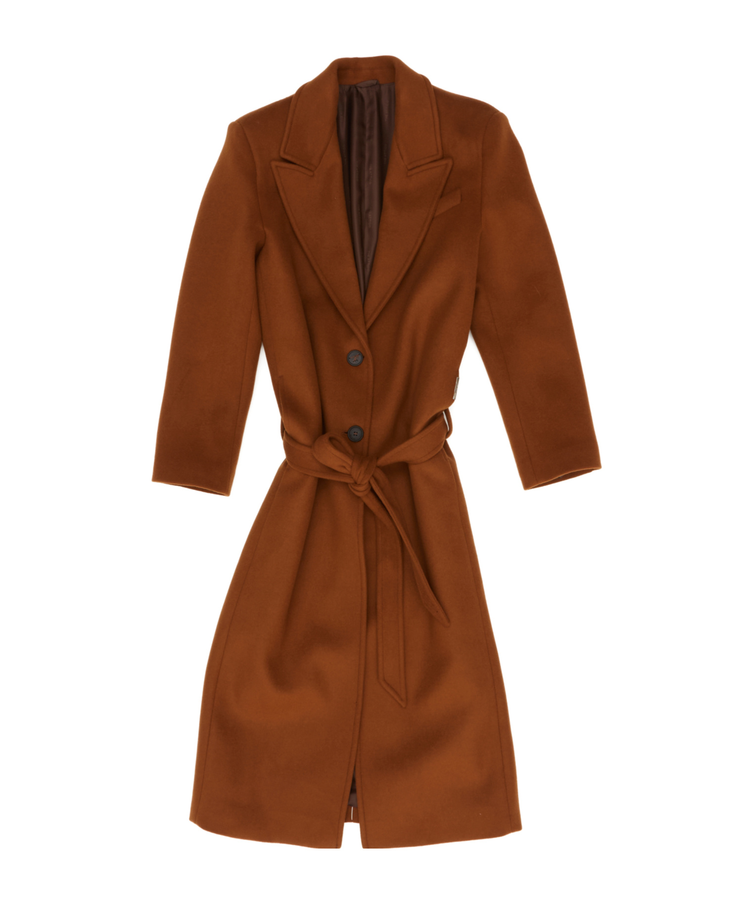 Attico Brown Long Wool Coat In Brown