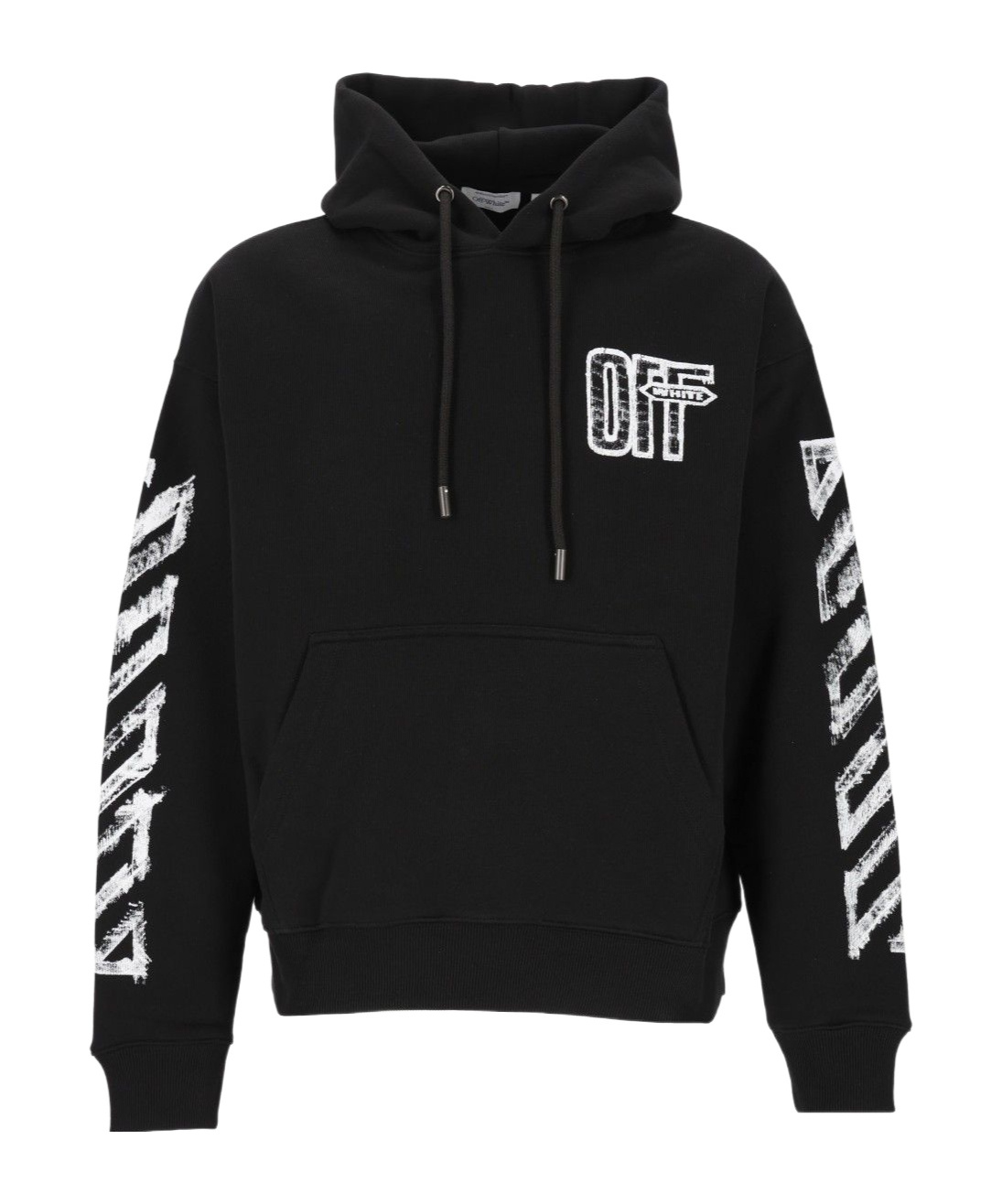 Off-white Motion Arrow Skate Black Cotton Hoodie With Distinctive Graphic Prints In Black