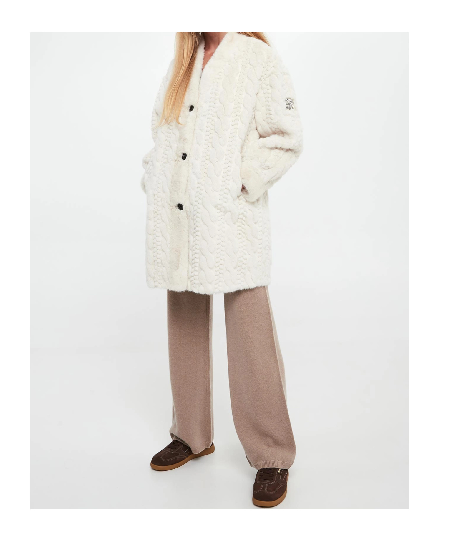 Ermanno Firenze Button Long-sleeved Coat In White