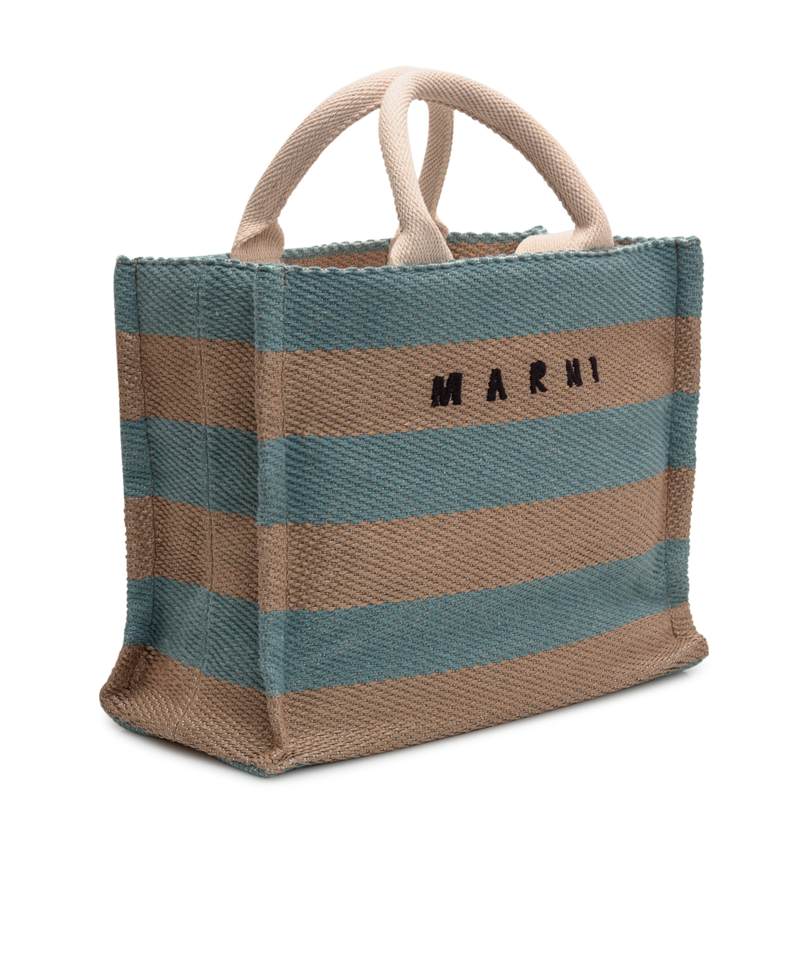 Marni Logo Printed Striped Tote Bag In Multi