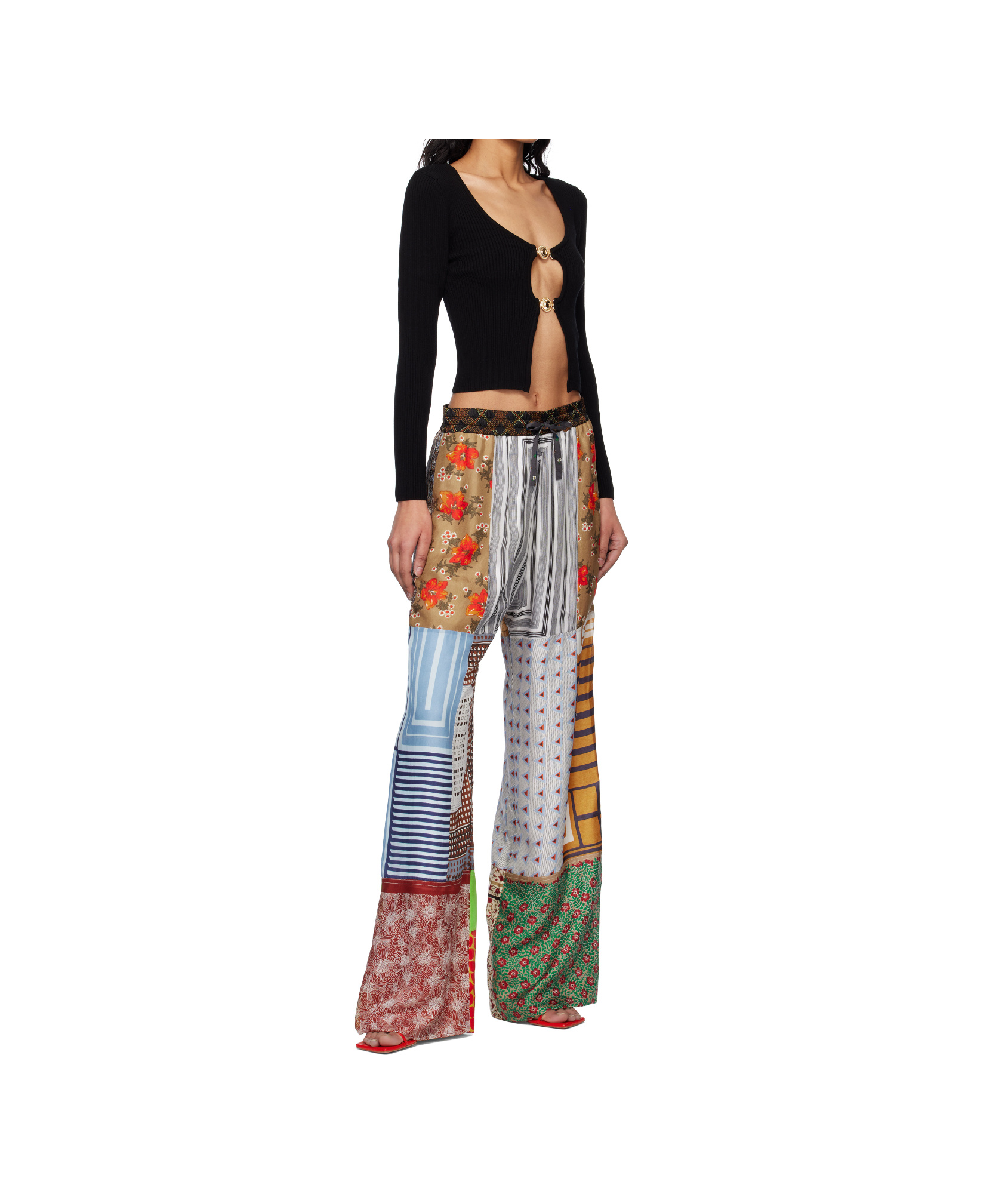 Marine Serre Black Moon Jewelry Knit Open Cardigan In Black