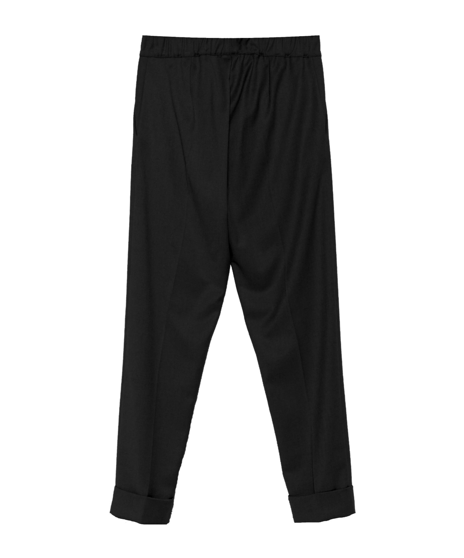 D Exterior Elastic Waist Casual Pants In Black