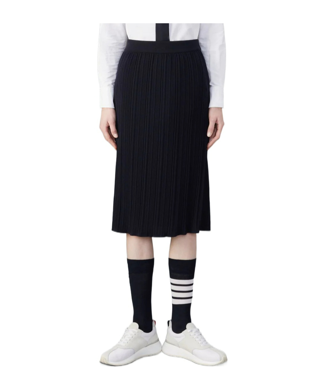 Thom Browne Plissé Virgin-wool Midi Skirt In Black