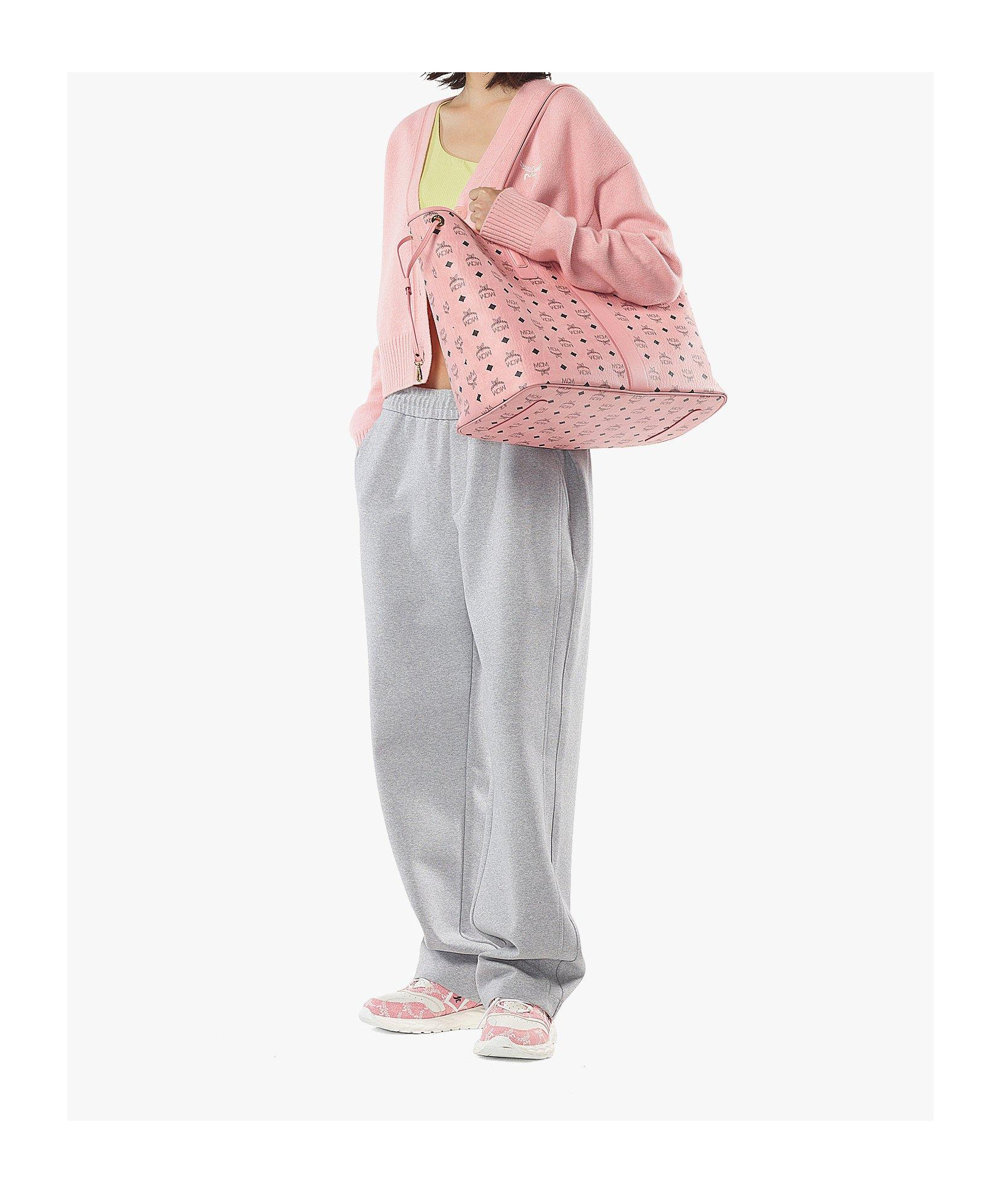 Mcm Monogram Printed Top Handle Bag In Pink