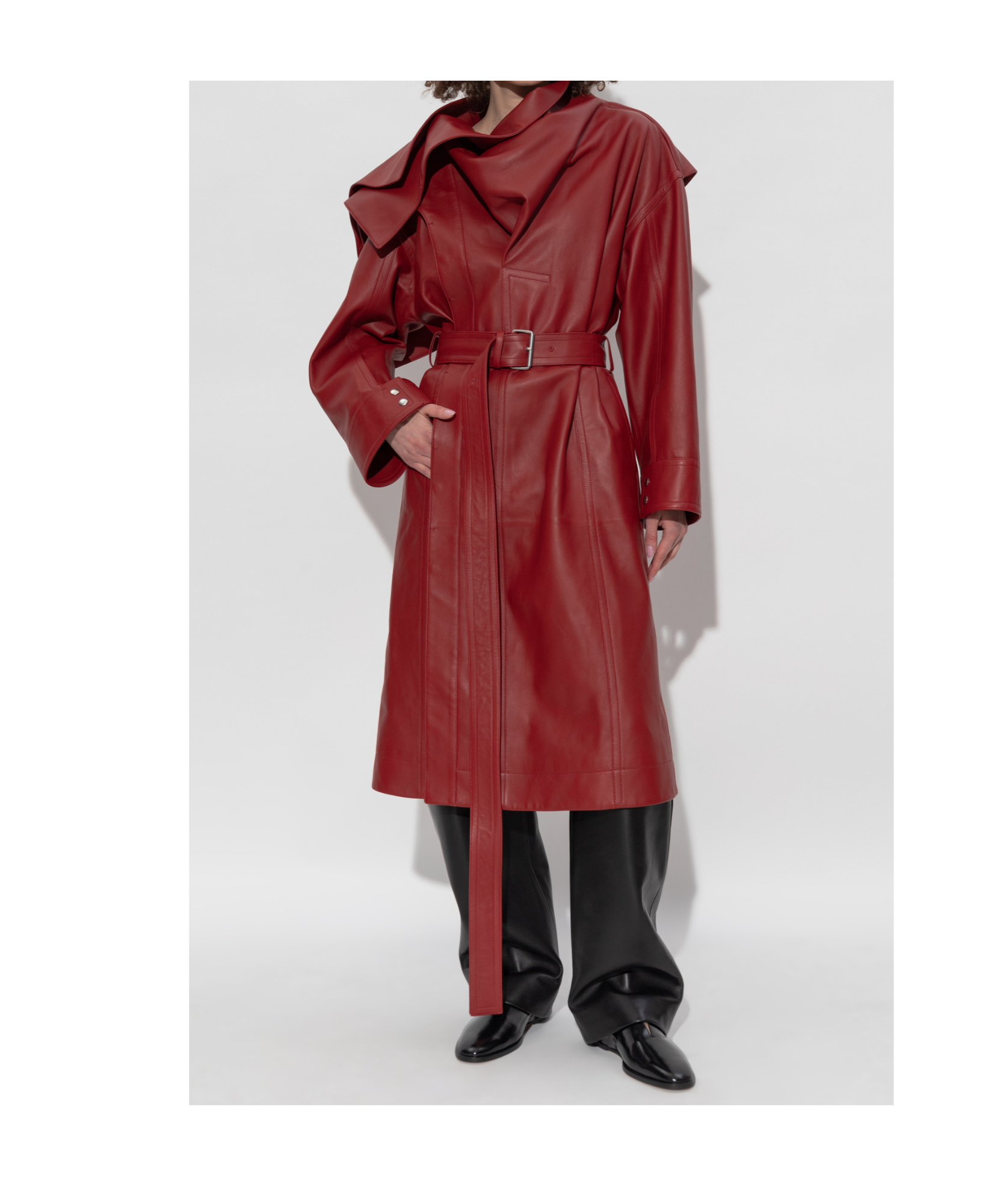 Bottega Veneta Long-sleeved Coat In Red