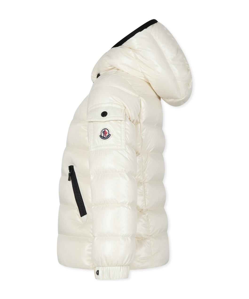 Moncler Ivory Bady Down Jacket For Girl With Logo In White